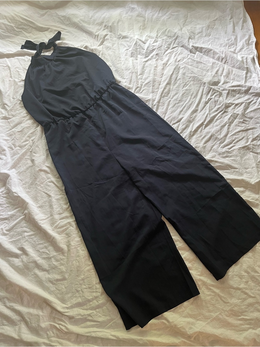 Navy Halter Tie-Neck Jumpsuit